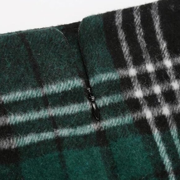 IDEALSANXUN Midi Plaid Skirts for Women 2024 Fall Winter Knee Length Pencil Wool - Picture 3 of 5